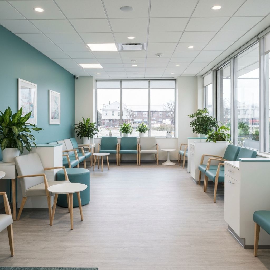 Bright, welcoming waiting area at Dental Jazz — comfortable seating and natural light
